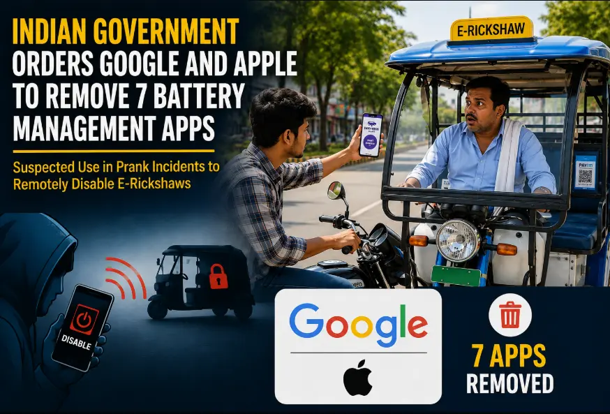 Centre Directs Google and Apple to Remove 7 Battery Apps Over E-Rickshaw Shutdown Pranks