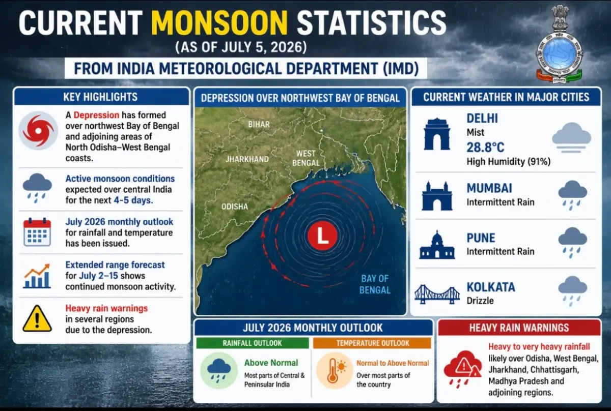 IMD Issues Fresh Alert as Depression Forms Over Bay of Bengal