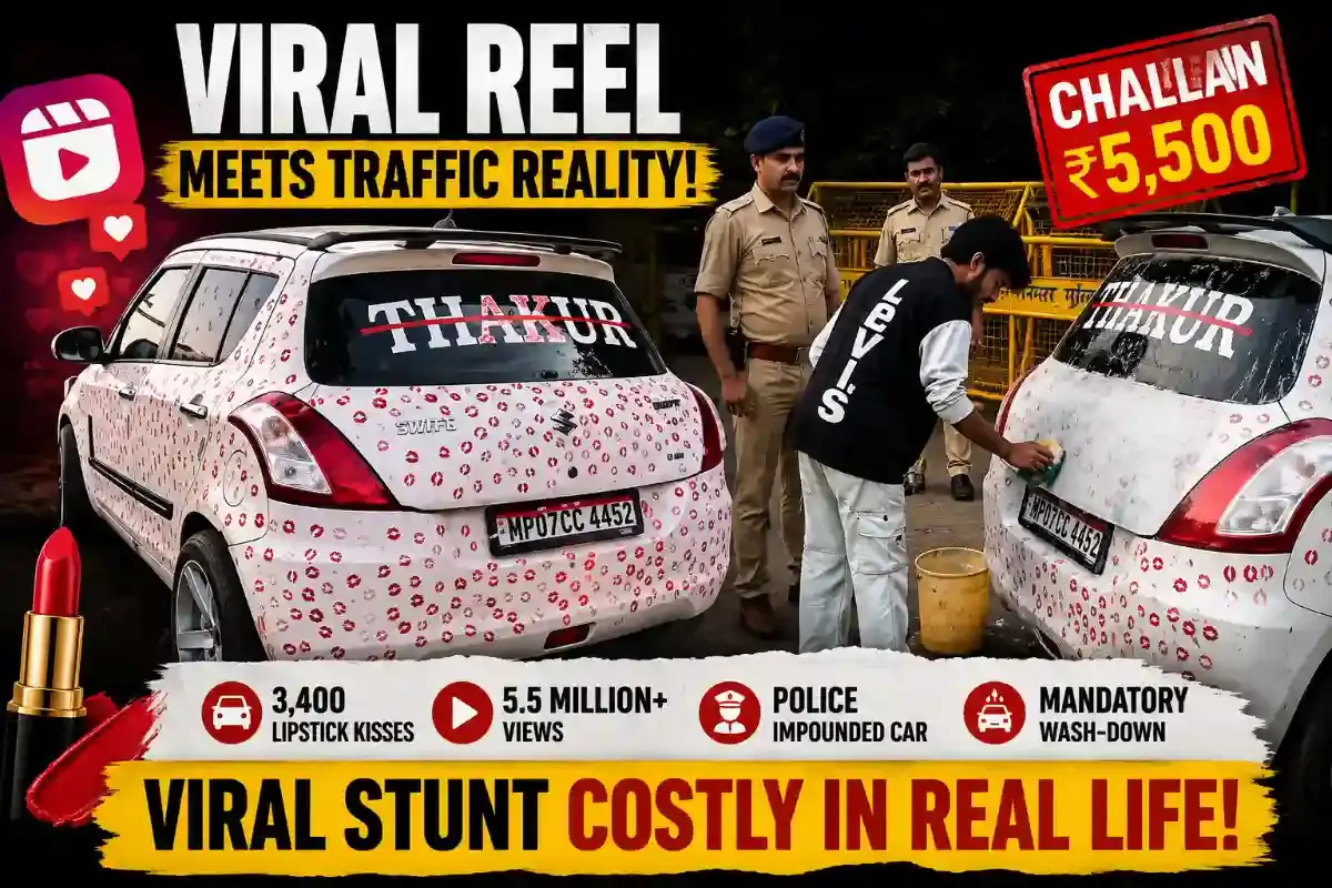 Gwalior Kissing Car Stunt: Owner Fined ₹5,500 by Police