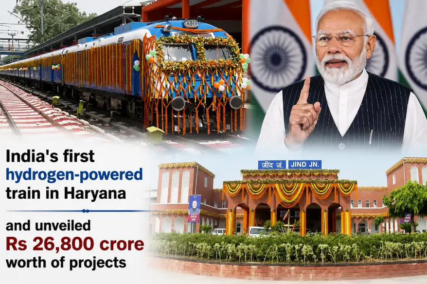 PM Modi Flags Off India's First Hydrogen Train in Haryana