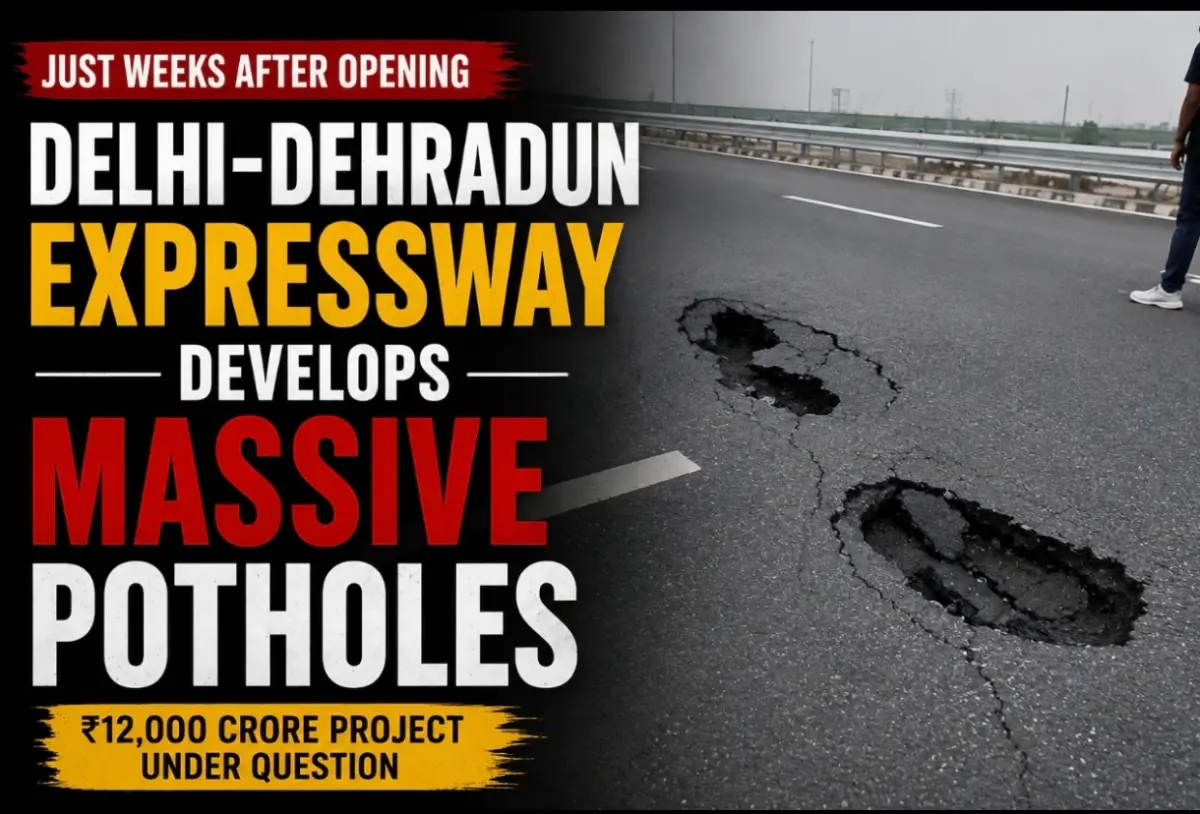 Delhi-Dehradun Expressway Develops Massive Potholes Weeks After Inauguration