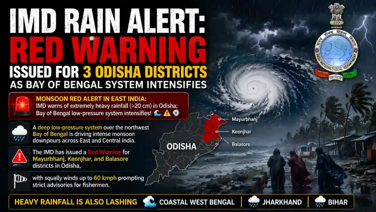 IMD East India Heavy Rain Alert: Red Warning in Odisha